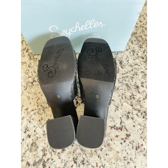 Seychelles Raffia Heeled Mules Adapt Black Raffia‎ SIZE 9 NIB - Picture 6 of 9